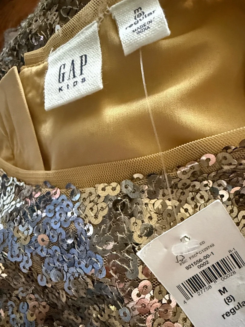 Gap kids girls gold sequin dress size medium (8) NWT